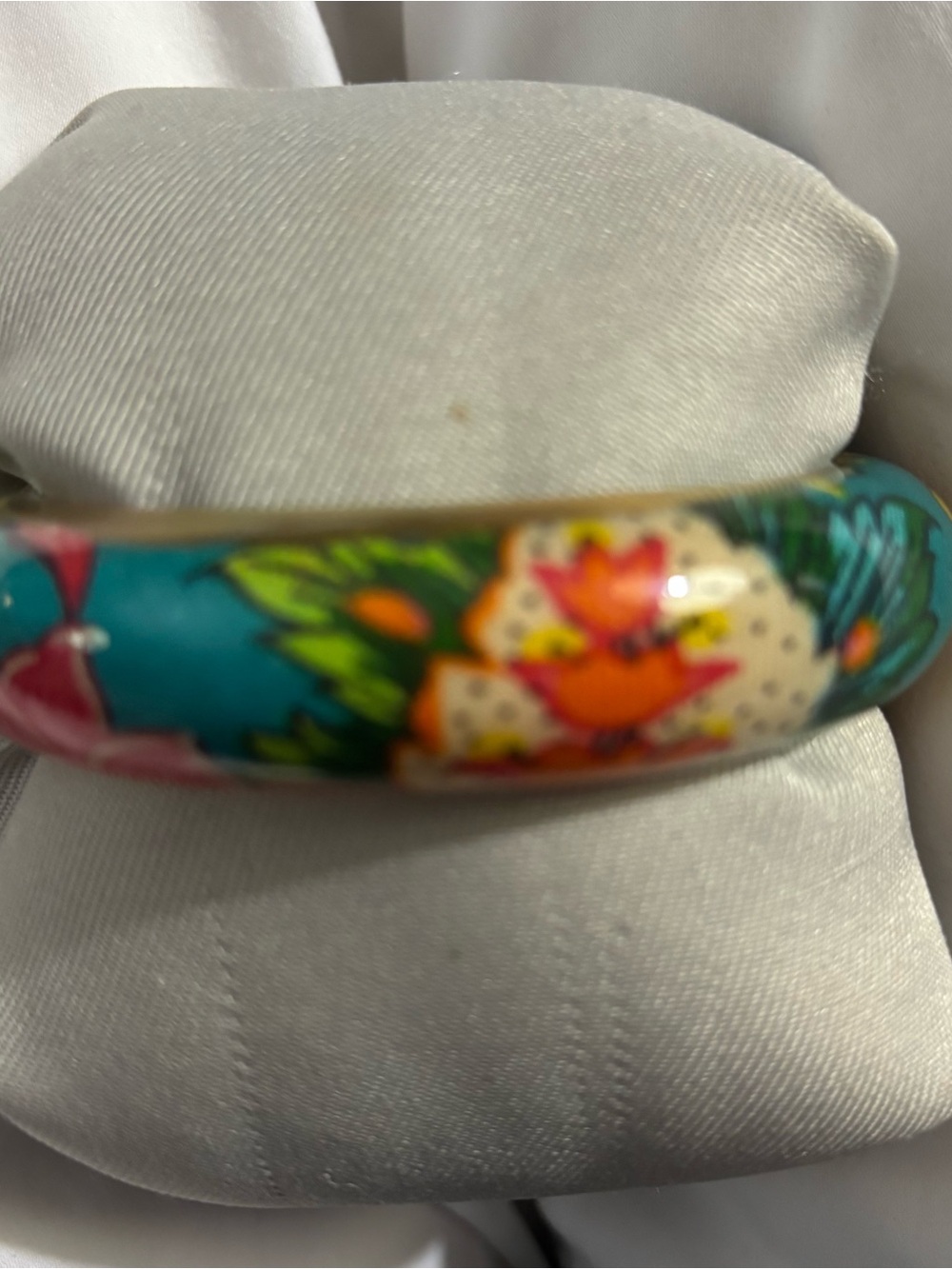 Colorful Floral Lucite Bangle Bracelet